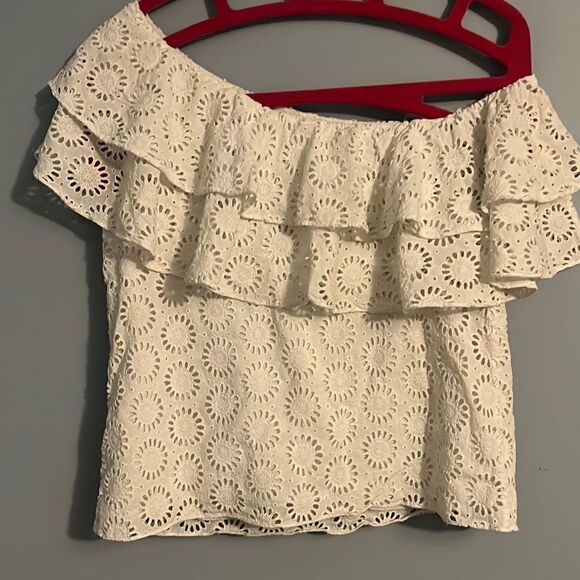 Lilly Pulitzer Resort White Trixie Top One Shoulder Sunshine Eyelet Small - Picture 4 of 6
